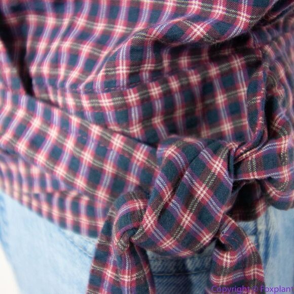 NEW Madewell Flutter-Sleeve Side-Tie‎ Wrap Top in Plaid, S - Picture 10 of 14